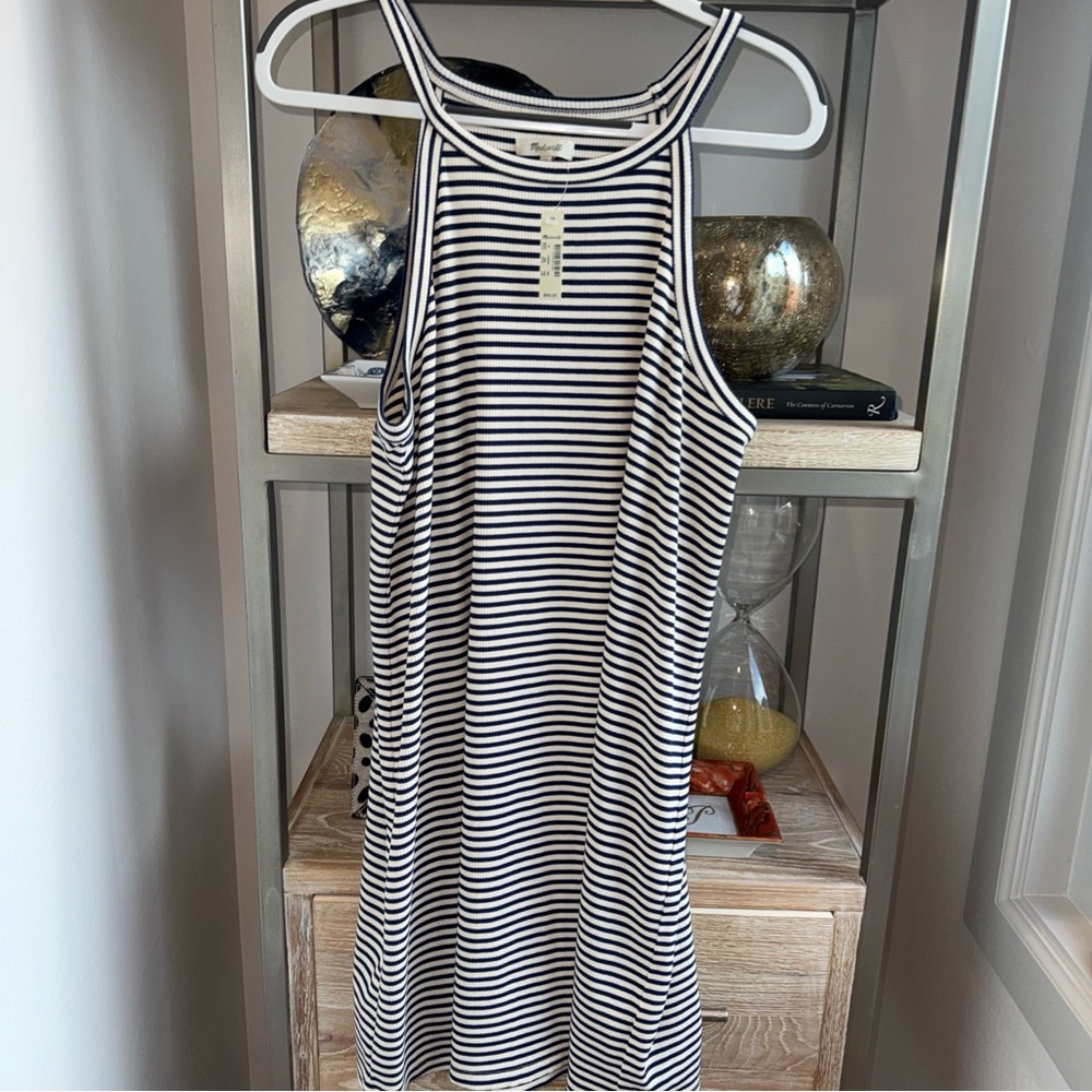 Madewell Navy Striped A line Knit Tank Dress